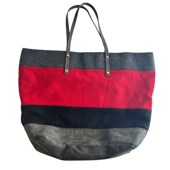 Tommy Hilfiger Wool Color Block Satchel Tote Structured Handbag Rare Preppy - Picture 2 of 8